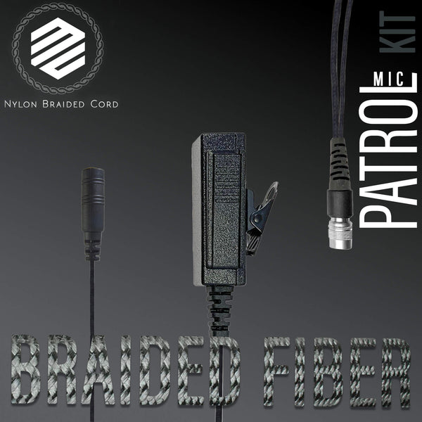 B2W-3.5F-SR, Braided Tactical Mic w/ 3.5mm Female Audio Jack & Quick Disconnect (Hirose) Connector