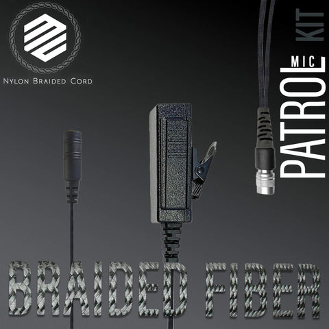 B2W-3.5F-SR, Braided Tactical Mic w/ 3.5mm Female Audio Jack & Quick Disconnect (Hirose) Connector