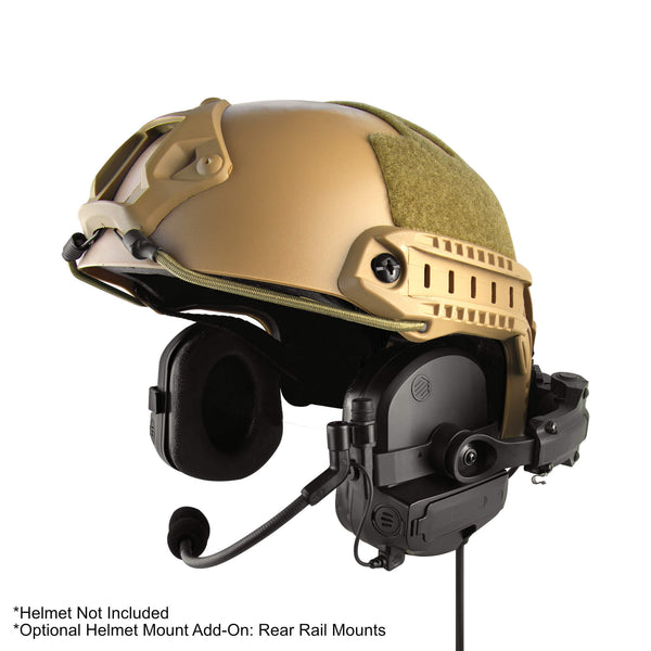 Tactical Radio Helmet Headset w/ Active Hearing Protection - PTH-V2-23 Material Comms PolTact Headset & Push To Talk(PTT) Adapter For EF Johnson: 5000, 5100, 8100, 51SL ES, 51 Fire ES, 51SL ES, 51LT ES, 7700, Ascend, AN/PRC127EFJ, VP400, VP600, VP900