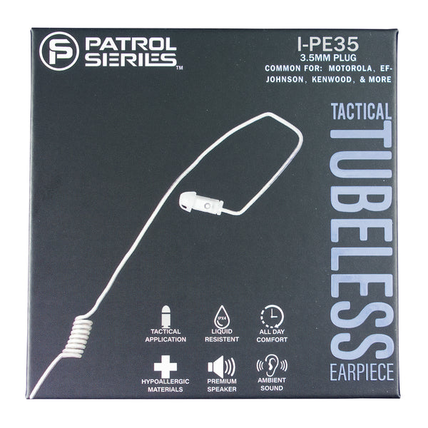 RO-360F-22-3.5: Ultra Stealth 360 Covert Whisper Covert Listen Only Earpiece EP1079SC A1 Micro Sound Tubeless Listen Only Earpiece/Tactical Radio Earpiece - 3.5mm, Connects to Speaker Mic for Motorola, Kenwood, Icom, Relm 360 flexo earphone connection tubeless EP-MS1A-B material comms communications I-PE35: The Invisible Series Earpiece patrol series earpiece I-PE35-UK: Convert Your Acoustic Tube Radio Earpiece Kit to the Invisible Earpiece System, only Premium/Rugged Tubeless