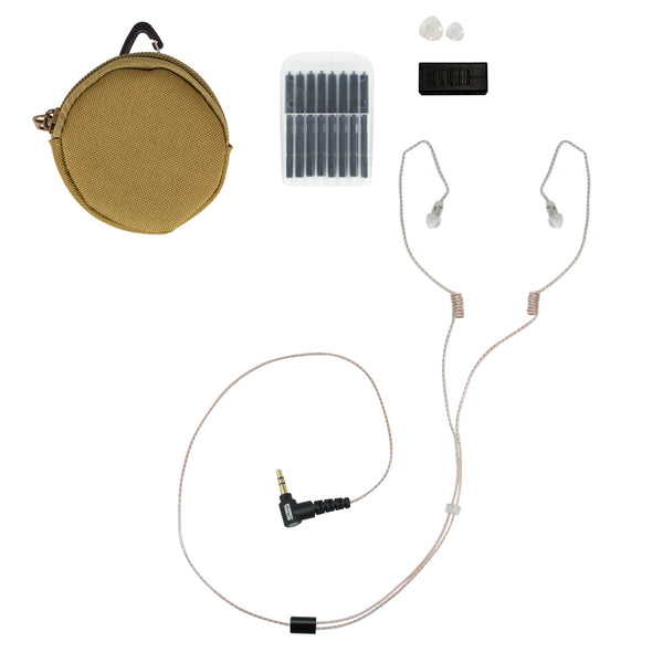 Utility Mic & DUAL Ultra Stealth 360 Radio Earpiece Kit - Motorola, Kenwood, Harris, M/A Com, Tait, & More Comm Gear Supply CGS