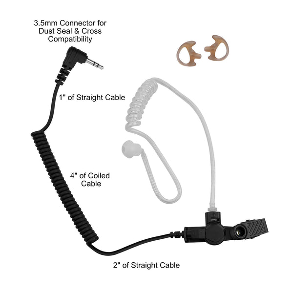 Patrol Earpiece Kit: PE35S - 3.5mm Plug Common for: Motorola, EF Johnson, Kenwood, Vertex, Icom, & More