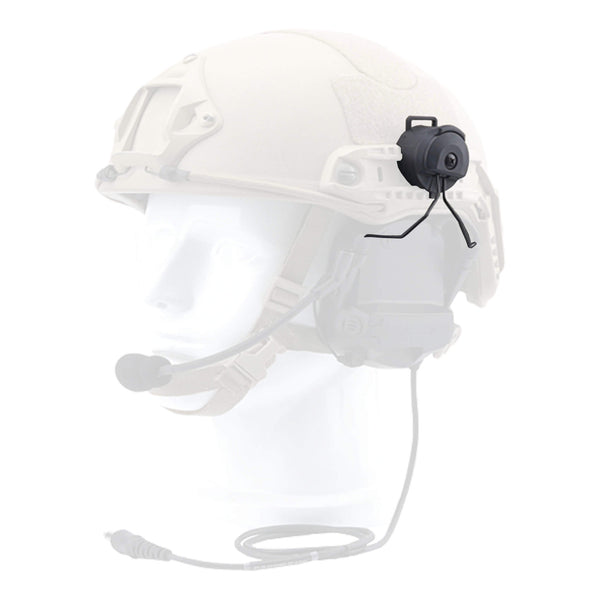 PT-HM:  Helmet Mount Kit for Helmet/Headset rail Mount Systems: OPS-CORE/FAST/ARC, Team Wendy, Hard Head Veterans M-LOK & more.  Compatible w/ most tactical headsets by: 3M Peltor Headsets, Howard Leight, MSA Sordin, TCI Liberator Comm Gear Supply CGS