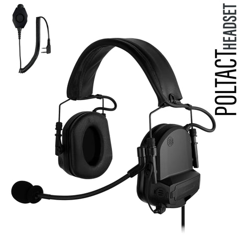 PolTact Headset Kit: PTH-V1-01 - Guaranteed to work w/: 2 Pin Kenwood, Relm/BK, Baofeng, AR-152, AnyTone, Wouxun & More