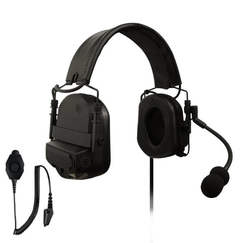 Tactical Radio Helmet Headset w/ Active Hearing Protection - PTH-V2-11 Material Comms PolTact Headset & Push To Talk(PTT) Adapter For EF Johnson: VP5000, VP5230, VP5330, VP5430, VP6000, VP6230, VP6330, VP6430