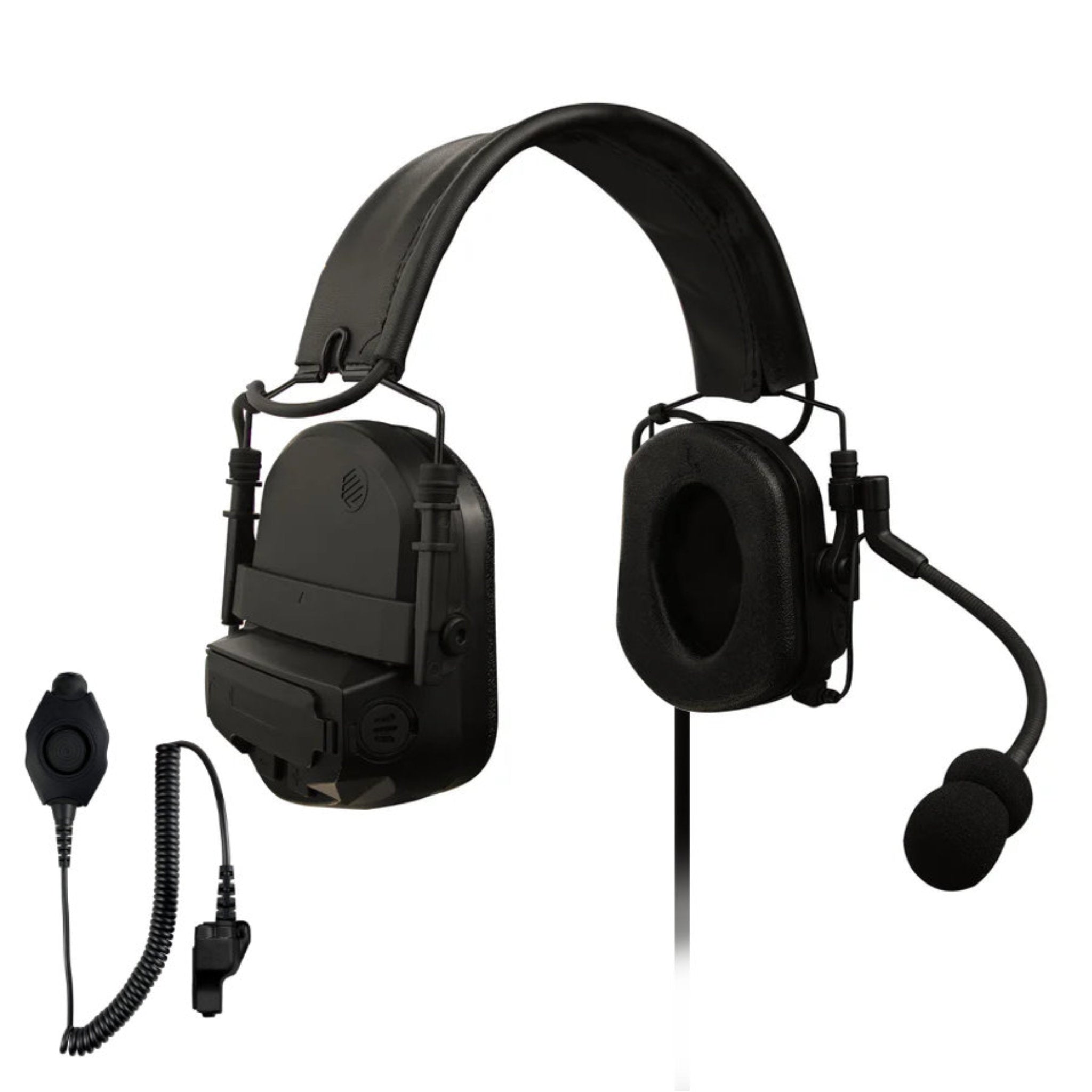 Tactical Radio Helmet Headset w/ Active Hearing Protection - PTH-V2-23 Material Comms PolTact Headset & Push To Talk(PTT) Adapter For EF Johnson: 5000, 5100, 8100, 51SL ES, 51 Fire ES, 51SL ES, 51LT ES, 7700, Ascend, AN/PRC127EFJ, VP400, VP600, VP900