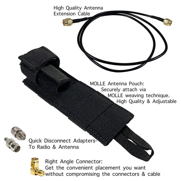 Tactical Antenna Relocation Kit(Black, Tan or Green) For Motorola, Kenwood, Baofeng, & More