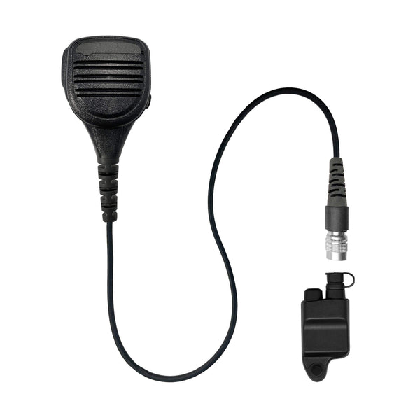 P/N: SM-V2-28RR: Straight Cable Shoulder/Chest Microphone For Harris(L3Harris), M/A-Com P5300, P5350, P5370, P5450, P5470, P5500, P5550, P5570, P7300, P7350, P7370, XG-15(P/MultiMode), XG-25(P/Pe/MultiMode), XG-75(P/Pe/MultiMode)